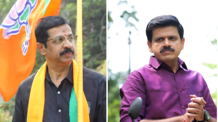 கேரள பாஜகவின் சி. கிருஷ்ணகுமார் மற்றும் சந்தீப் வாரியர் | முகநூல்