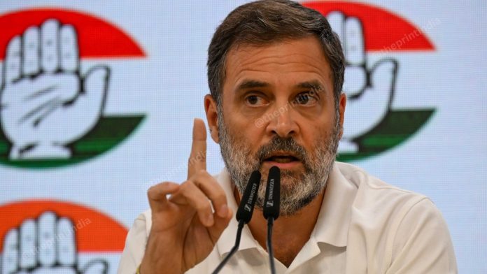 ராகுல் காந்தி புதன்கிழமை AICC தலைமையகத்தில் செய்தியாளர் சந்திப்பில் உரையாற்றுகிறார். | சூரஜ் சிங் பிஷ்ட் | ThePrint