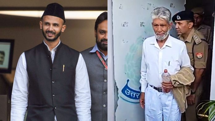 சமாஜ்வாதி கட்சி எம்பி ஜியா-உர்-ரஹ்மான் பர்க் (இடது), ஷாஹி ஜமா மசூதி குழுத் தலைவர் ஜாபர் அலி ஆகியோர் மார்ச் மாதம் போலீஸ் காவலில் எடுக்கப்பட்ட கோப்புப் படம் (வலது) | ANI