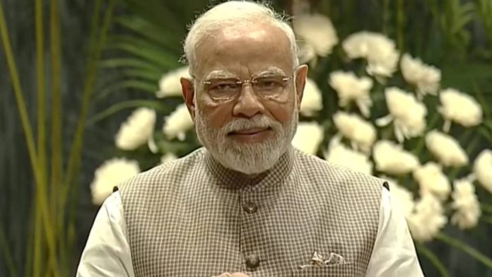 வியாழக்கிழமை புது தில்லியில் நடைபெற்ற எம்.எஸ். சுவாமிநாதன் நூற்றாண்டு சர்வதேச மாநாட்டில் பிரதமர் நரேந்திர மோடி | புகைப்படம்: பி.டி.ஐ வழியாக பி.எம்.ஓ.