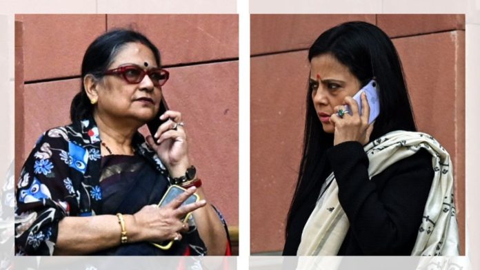 டிஎம்சி எம்பிக்கள் ககோலி கோஷ் தஸ்திதர் மற்றும் மஹுவா மொய்த்ரா திங்கள்கிழமை பாராளுமன்றத்திற்கு வெளியே | ANI