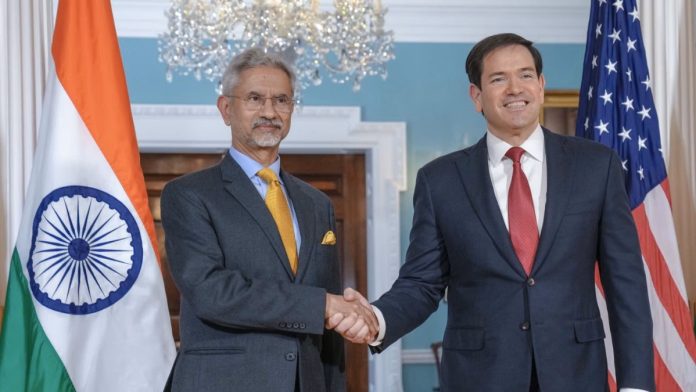 வாஷிங்டனில் அமெரிக்க வெளியுறவுத்துறை அமைச்சர் மார்கோ ரூபியோவுடன் வெளியுறவுத்துறை அமைச்சர் எஸ். ஜெய்சங்கர் | எக்ஸ்/@DrSJaishankar