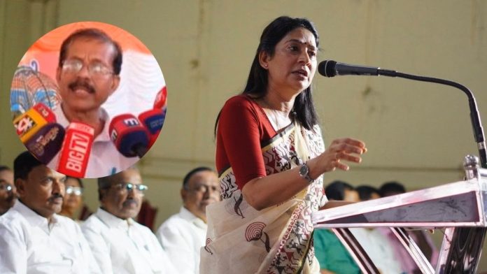 எல்.டி.எப் எம்எல்ஏ யு. பிரதீபாவின் கோப்பு புகைப்படம், (உள்படம்) இடைநீக்கம் செய்யப்பட்ட ஐ.யு.எம்.எல் தலைவர் இர்ஷாத் சக்கலச்சேரி | Facebook