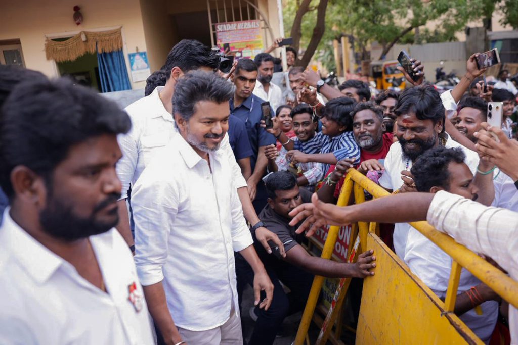 தவெக தலைவர் விஜய் கடந்த வாரம் பெரம்பூரில் பிரச்சாரம் | @TVKHQITWingOffl X/ANI