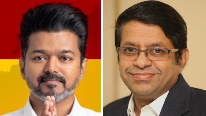 தமிழக முதல்வர் விஜய் மற்றும் அவரது ஜோதிடர் ராதன் பண்டிட் வெற்றிவேல் | Instagram/X