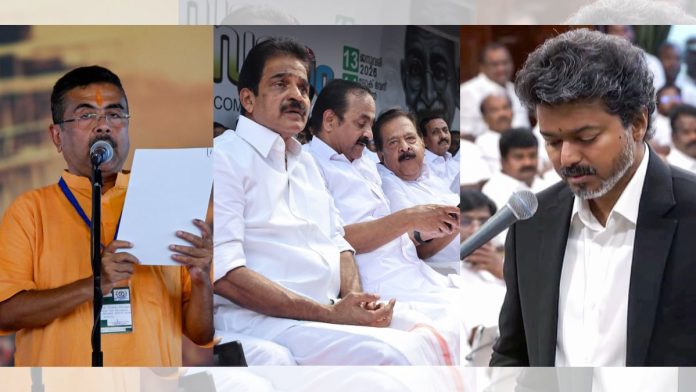 கோப்பு புகைப்படங்கள் சுவேந்து அதிகாரி, கே.சி.வேணுகோபால், வி.டி.சதீஷன், ரமேஷ் சென்னிதலா மற்றும் ஜோசப் விஜய் | ANI