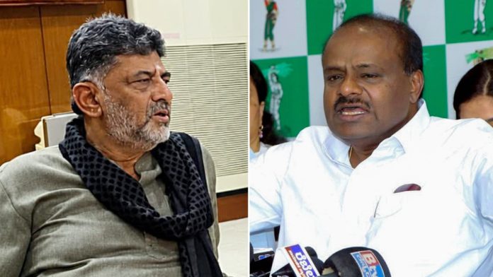 கர்நாடக முதல்வர் டிகே சிவகுமார் மற்றும் மத்திய அமைச்சர் குமாரசாமியின் கோப்பு புகைப்படம் | ANI