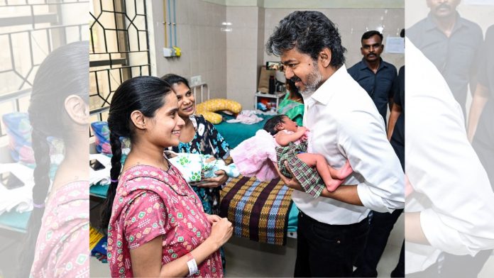 சென்னையில் உள்ள அரசு மகளிர் மற்றும் குழந்தைகள் நல மருத்துவமனையில் தமிழக முதல்வர் சி. ஜோசப் விஜய் மேற்கொண்ட திடீர் ஆய்வின்போது எடுக்கப்பட்ட கோப்புப் படம் | ANI