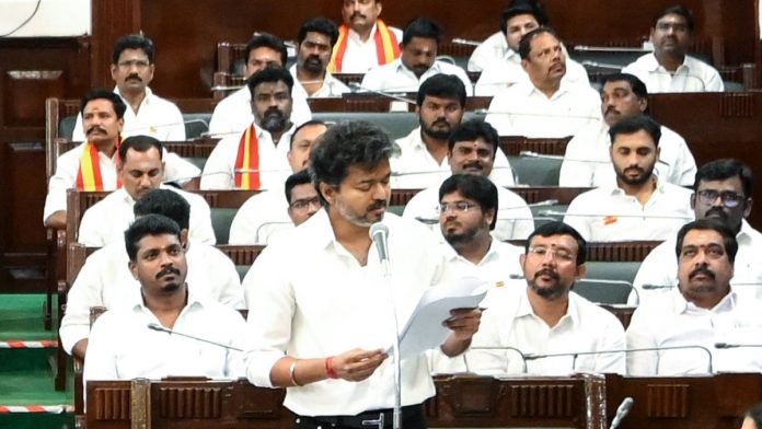 சட்டப்பேரவையில் தமிழக முதல்வர் மற்றும் தவெக தலைவர் விஜய் | தமிழக சட்டப்பேரவை/ANI