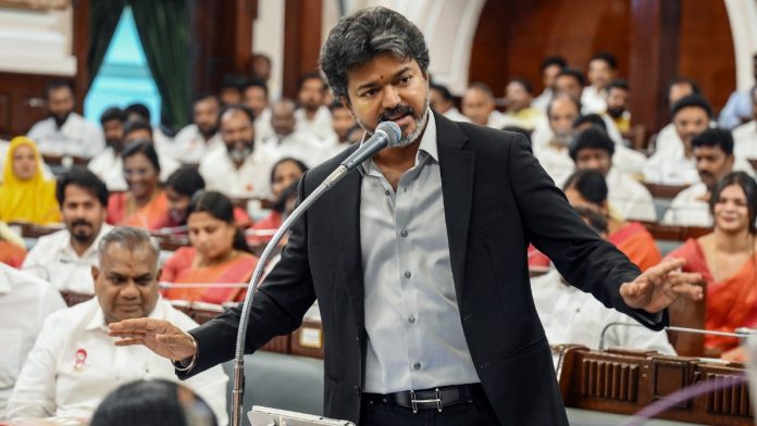 தமிழக சட்டப்பேரவையில் முதல்வர் சி.ஜோசப் விஜய் திங்கள்கிழமை பேசினார் X@CMOTamilnadu/ANI